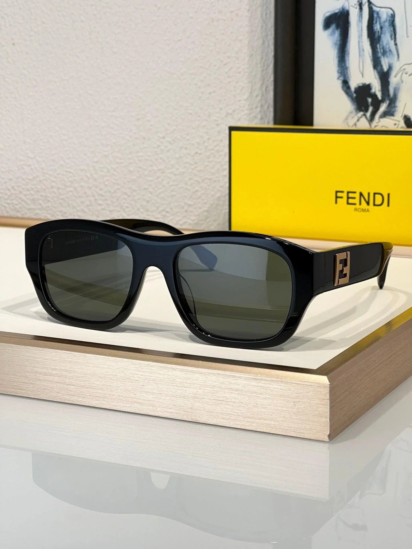 FENDI Men's FF Logo Rectangle Sunglasses✨