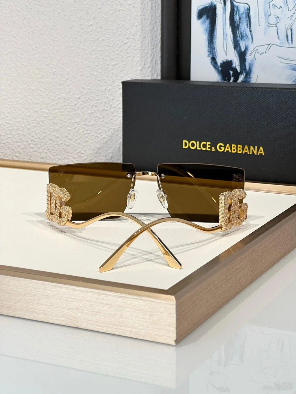 Dolce&Gabbana 2304B Crystal DG Metal Rectangle Women's Sunglasses ✨