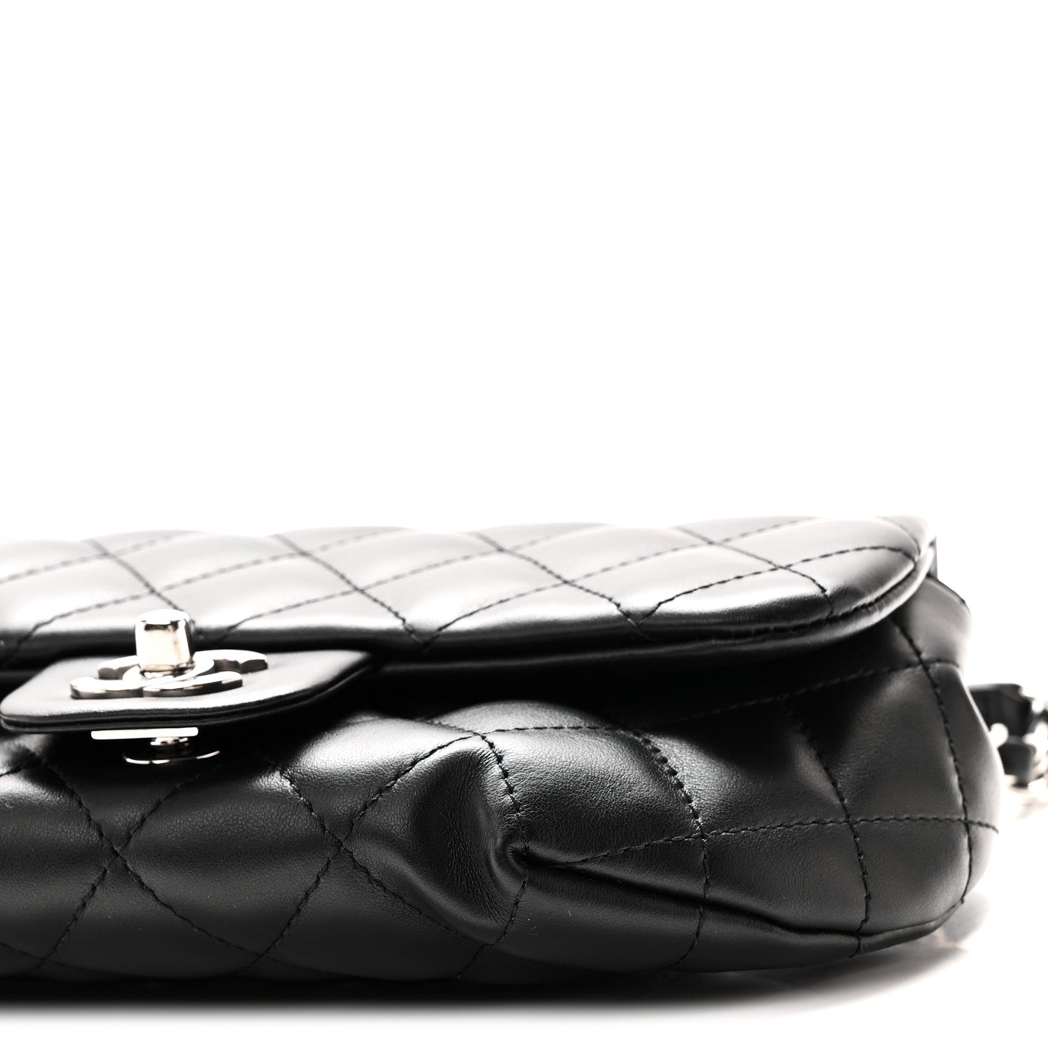 Calfskin Quilted CC Uniform Flap Belt Bag Black