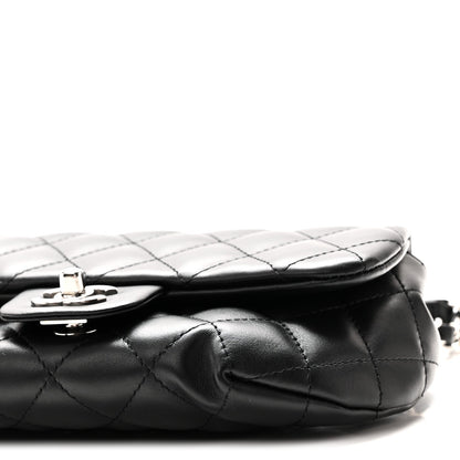 Calfskin Quilted CC Uniform Flap Belt Bag Black