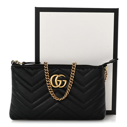 Calfskin Matelasse Mini GG Marmont Chain Bag Black