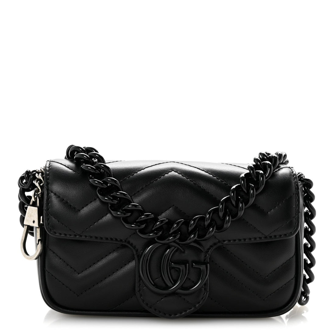Calfskin Matelasse Monochrome GG Marmont Chain Belt Bag Black