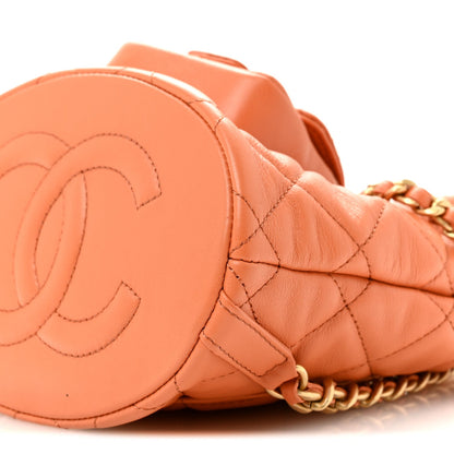 Calfskin Quilted Small CC Chain Bucket Backpack Orange
