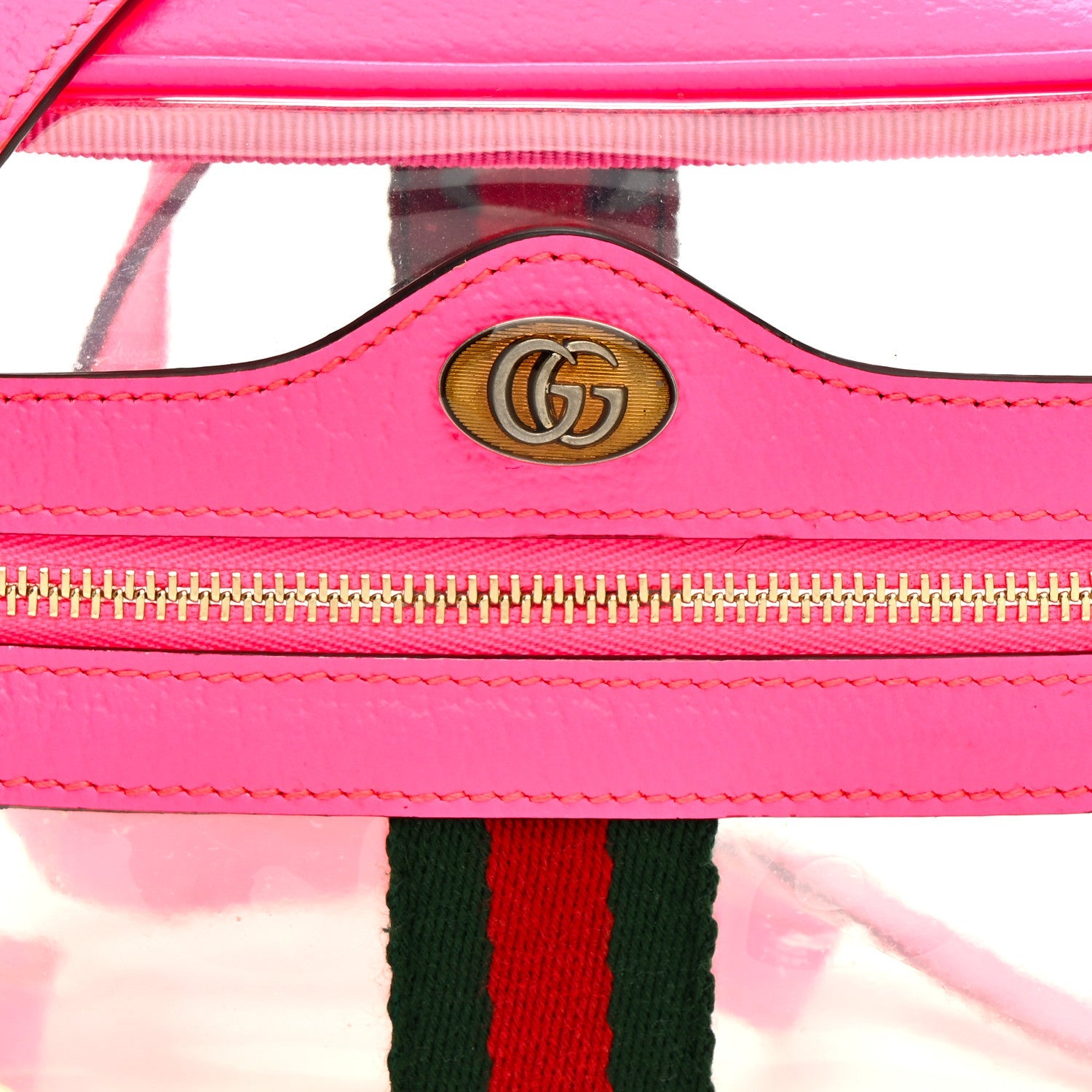 Vinyl Web Mini Ophidia Transparent Shoulder Bag Fluorescent Fuchsia