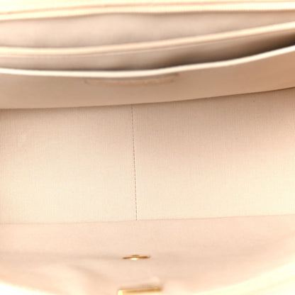 Grained Calfskin Quilted XXL Travel Flap Bag Beige
