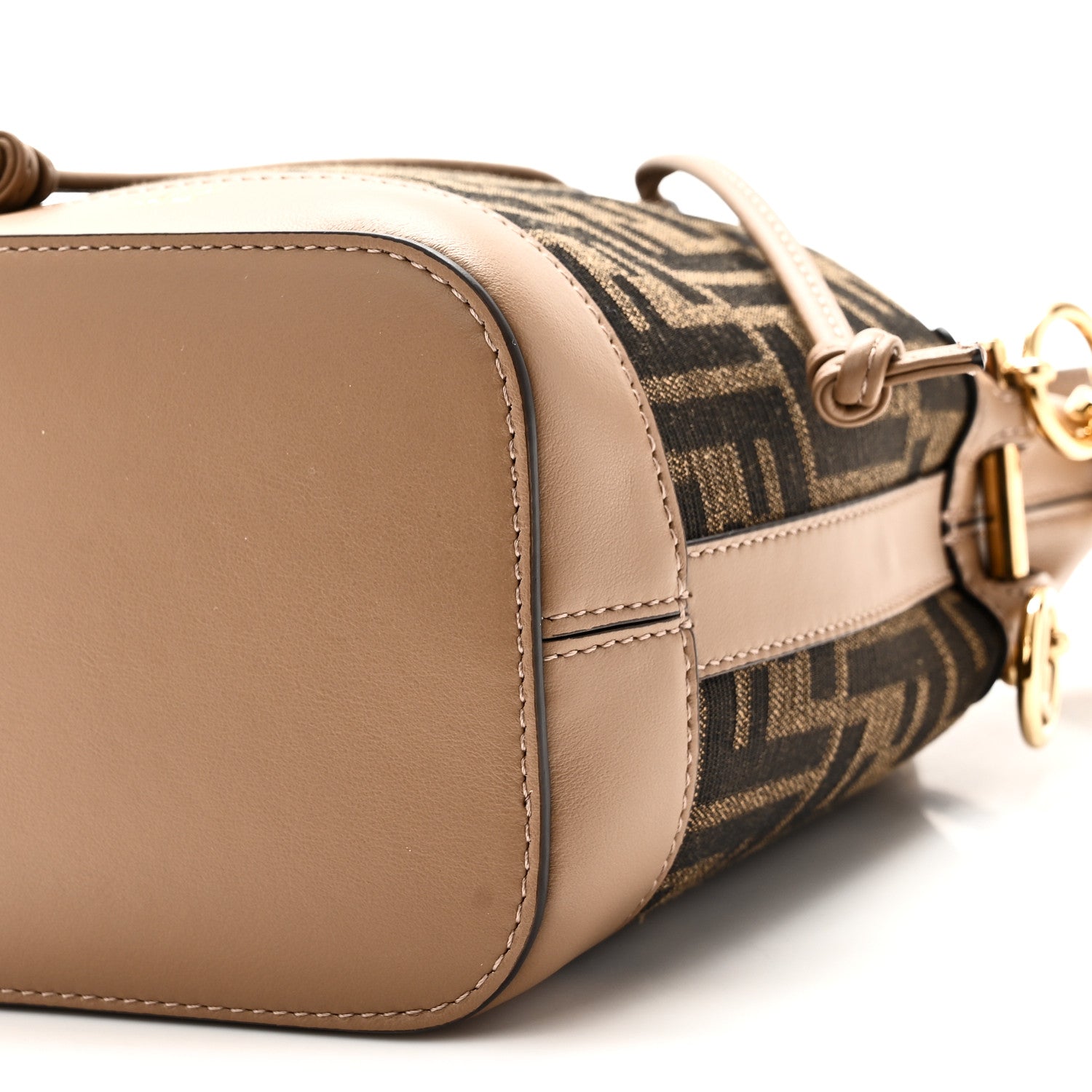 Fabric Jacquard Vitello Grace FF 1974 Mini Mon Tresor Bucket Bag Tobacco Moro Sand