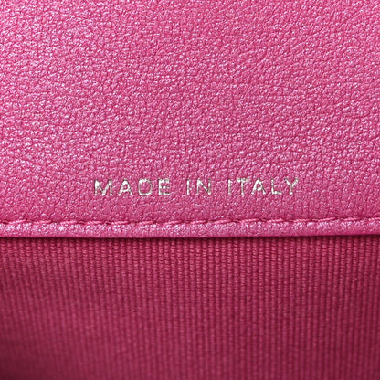 Patent Lambskin Quilted CC Hook Card Holder Pink