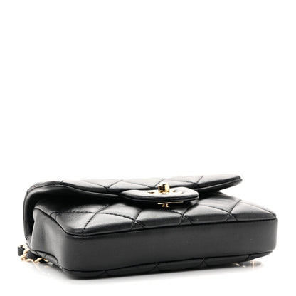 Lambskin Quilted Mini My Precious Waist Bag Black