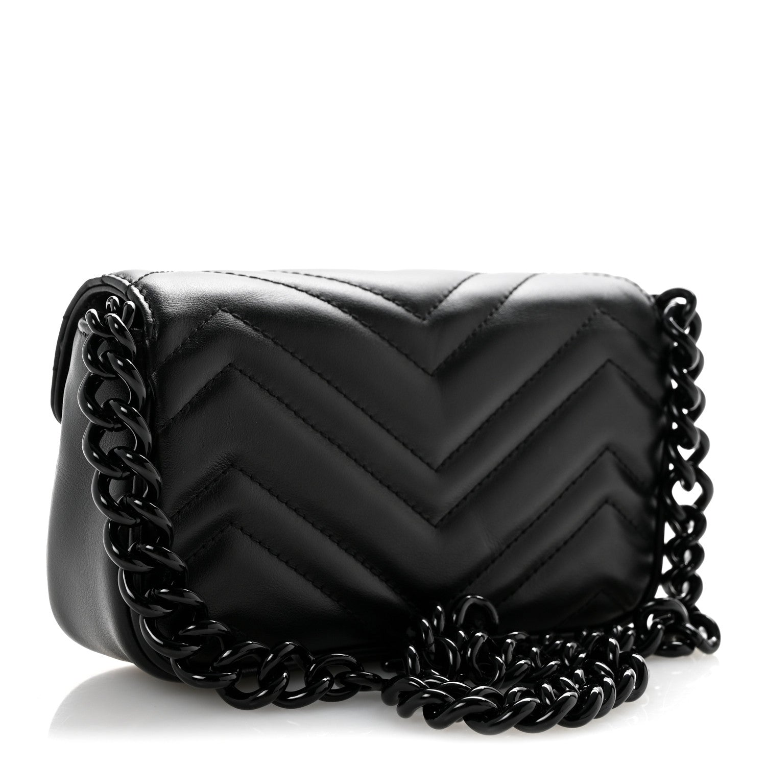 Calfskin Matelasse Monochrome GG Marmont Chain Belt Bag Black