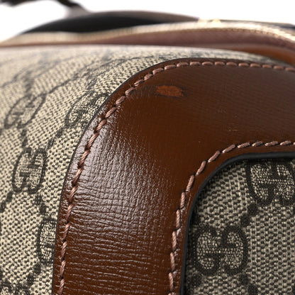 GG Supreme Monogram Azalea Calfskin Retro Interlocking G Small Savoy Cabin Trolley Beige Ebony Brown Sugar