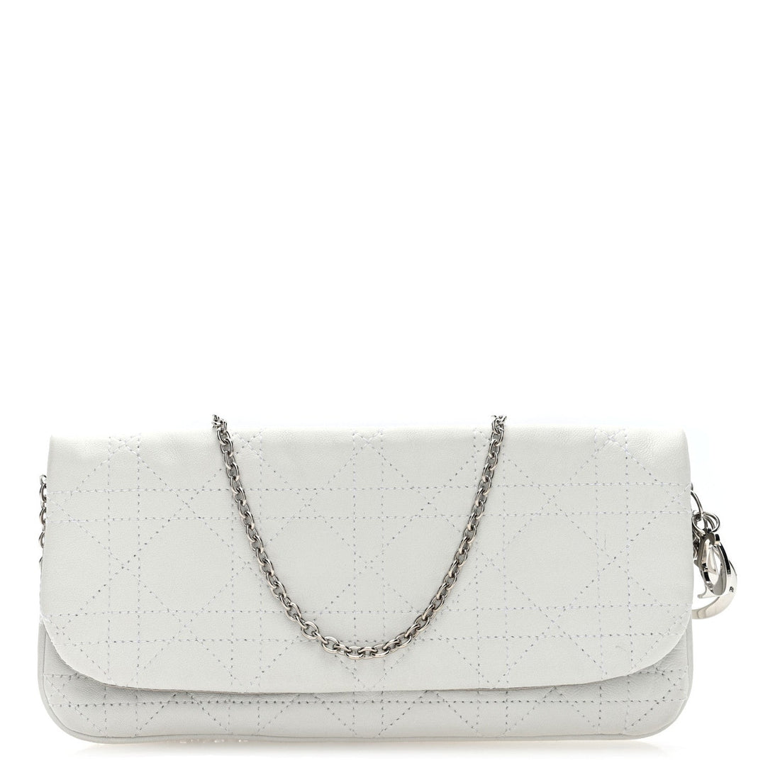 Lambskin Cannage Lady Dior Chain Clutch White