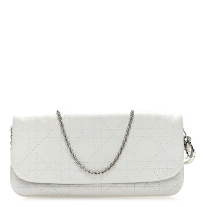 Lambskin Cannage Lady Dior Chain Clutch White
