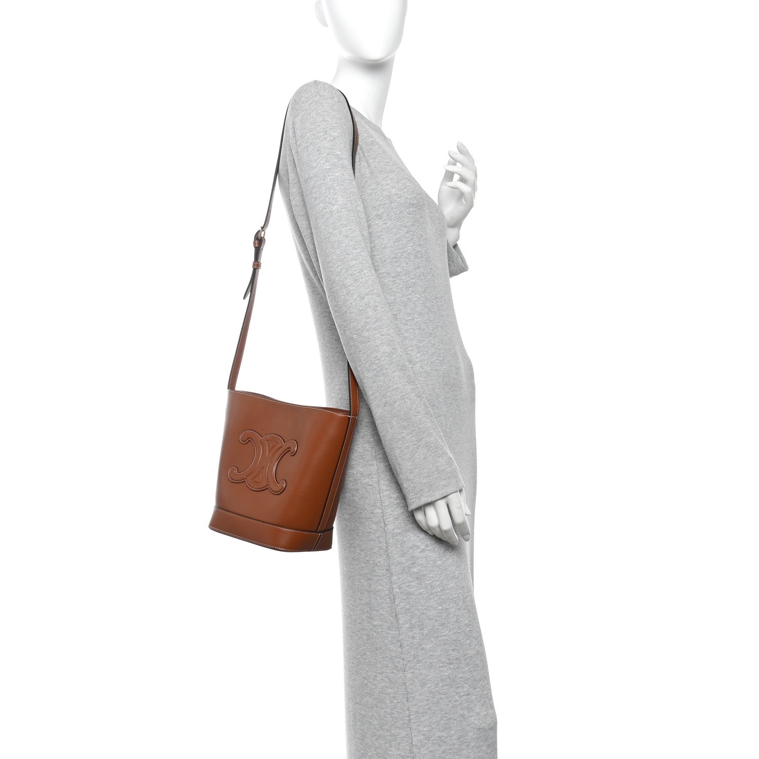 Smooth Calfskin Small Cuir Triomphe Bucket Bag Tan