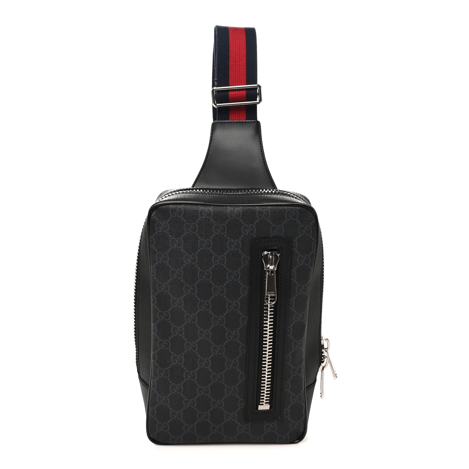GG Supreme Monogram Web Belt Bag Black Grey