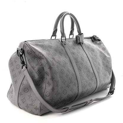 Calfskin Monogram Shadow Keepall Bandouliere 50 Anthracite Gray