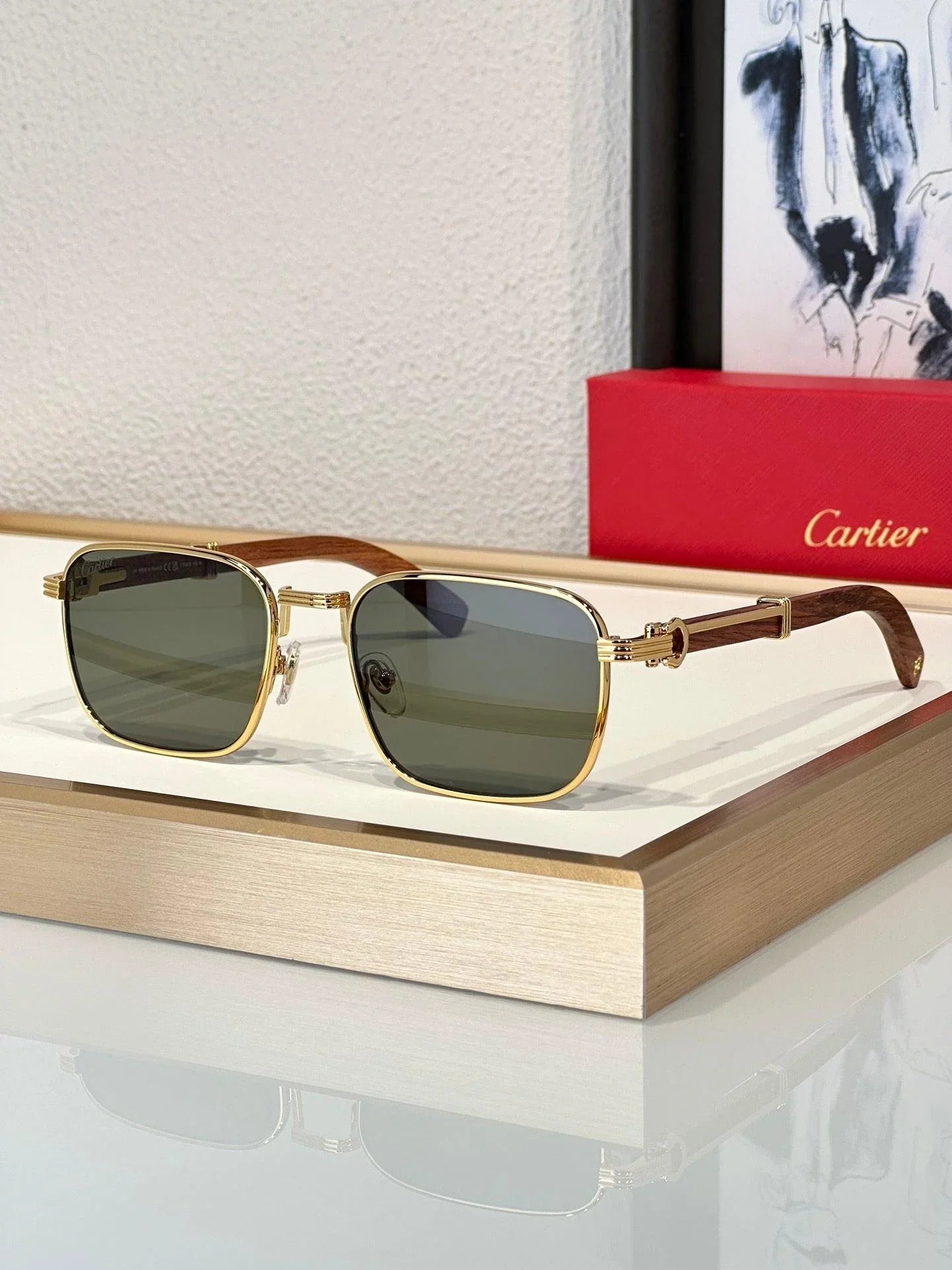Cartier CT 0363S-NV Horn (Gold/Black) / Wood (Gold/Red)  $3495 ✨