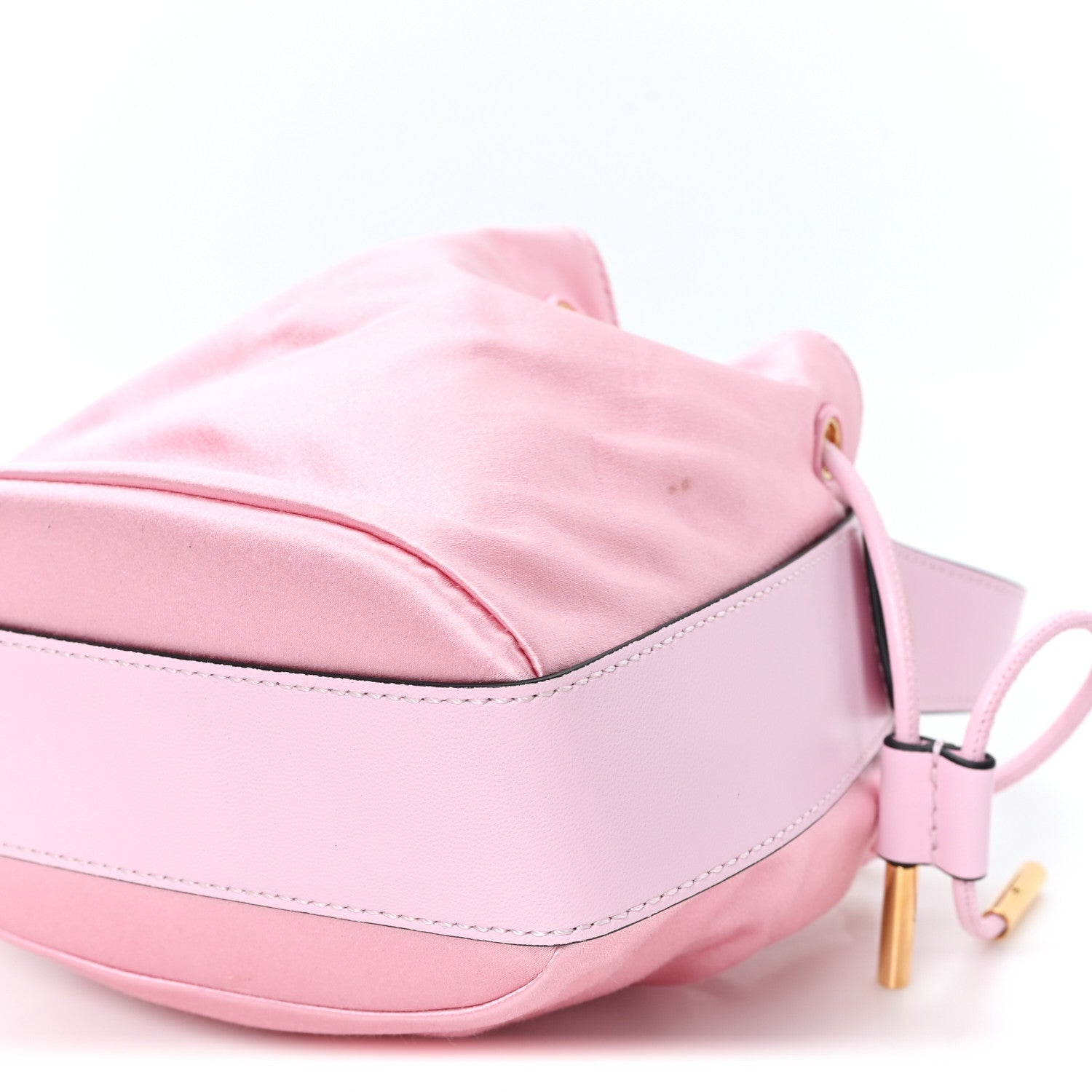 Satin Medusa Drawstring Bucket Bag Pink