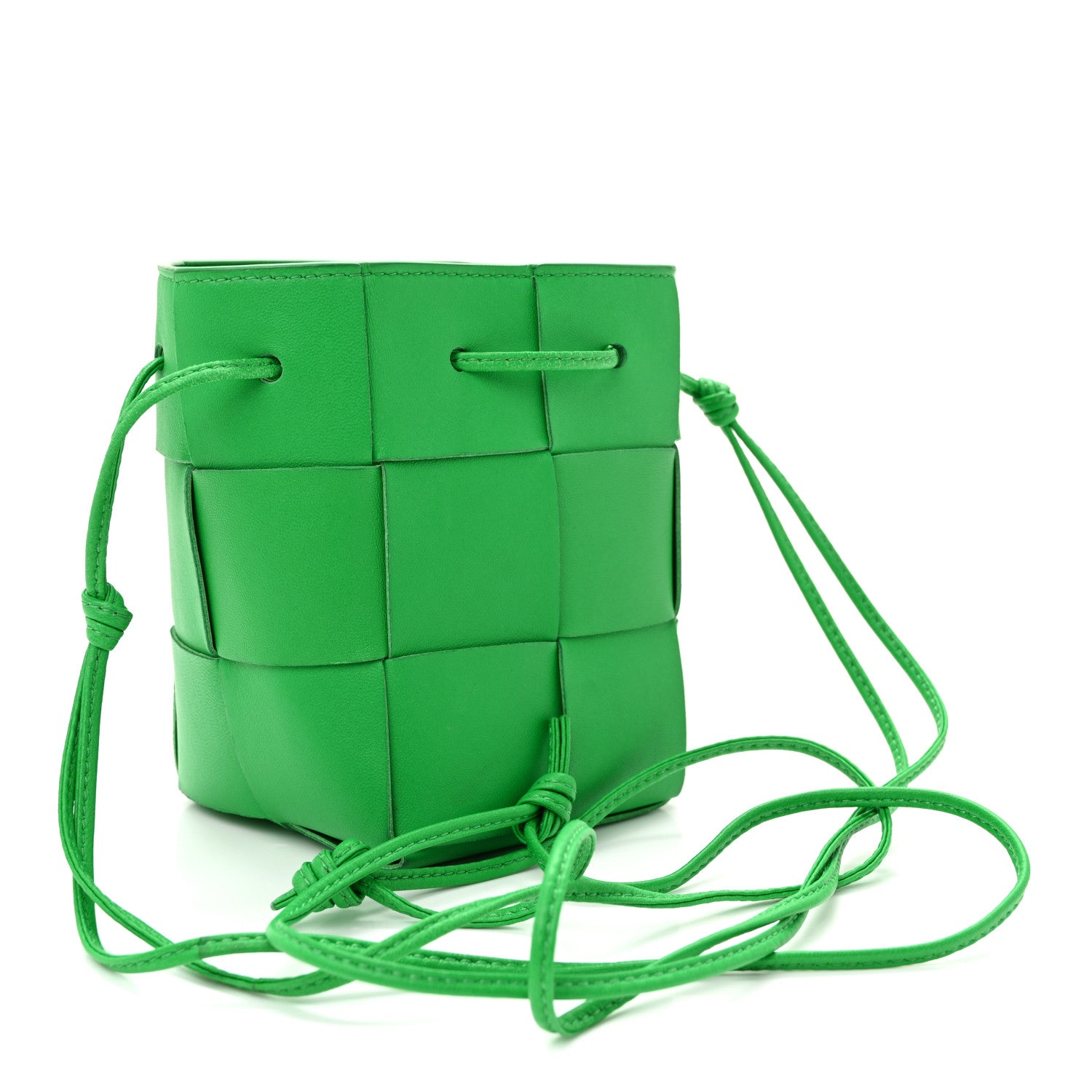 Nappa Maxi Intrecciato Mini Cassette Bucket Bag Parakeet