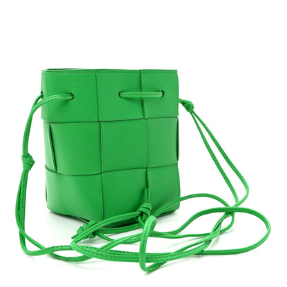 Nappa Maxi Intrecciato Mini Cassette Bucket Bag Parakeet