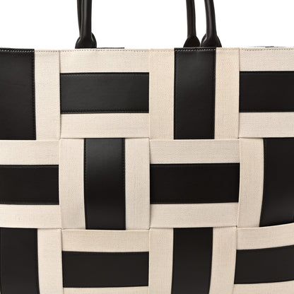 Canvas Nappa Maxi Intrecciato Large Arco Tote Natural Fondant