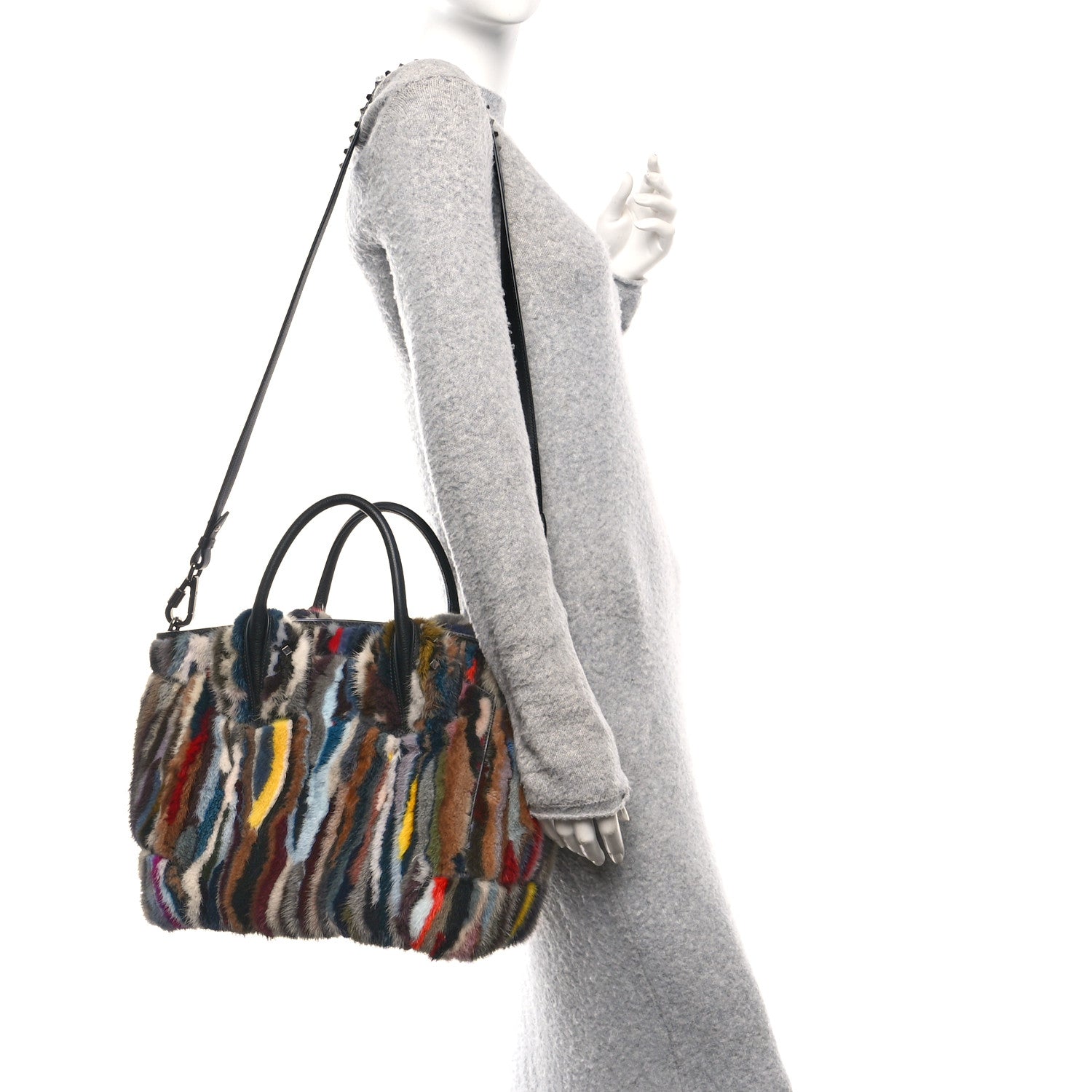 Calfskin Patchwork Calf Hair Large Eloise Tote Black Multicolor