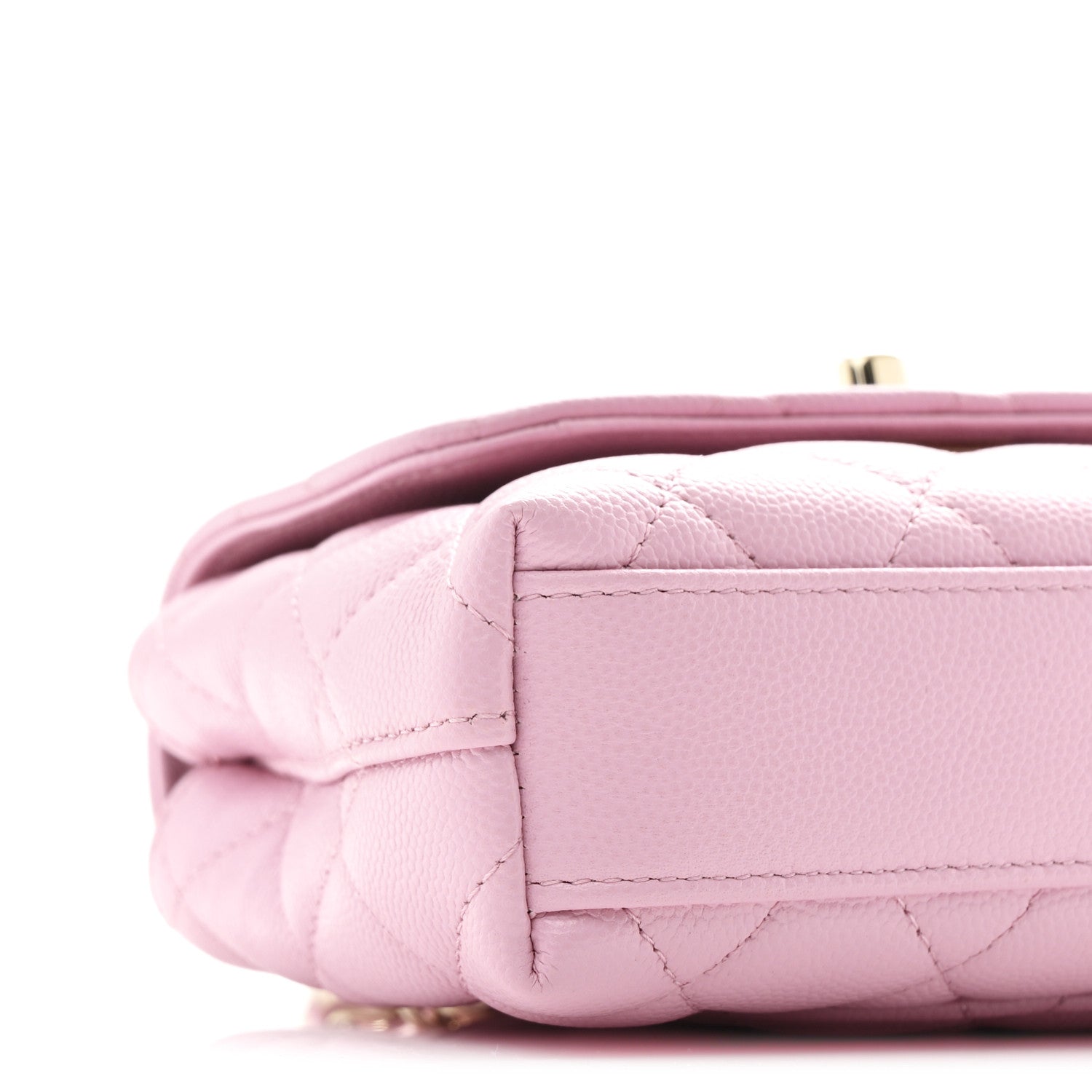 Caviar Quilted Coco Handle Clutch With Chain Pink