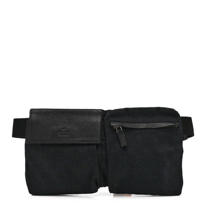 GG Monogram Double Pocket Belt Bag Black