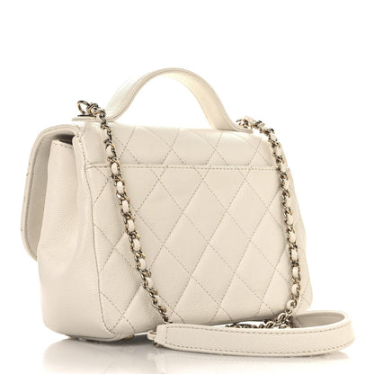 Caviar Quilted Small Business Affinity Flap White