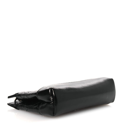 Shiny Lambskin Quilted Micro 31 Clutch With Chain Black