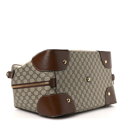 GG Supreme Monogram Azalea Calfskin Retro Interlocking G Duffle Bag Beige Ebony Brown Sugar