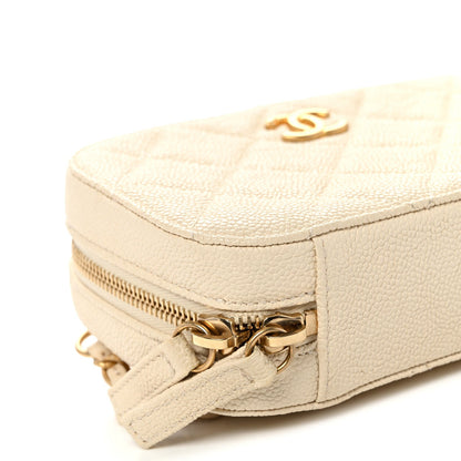 Caviar Quilted Flap Waist Bag White
