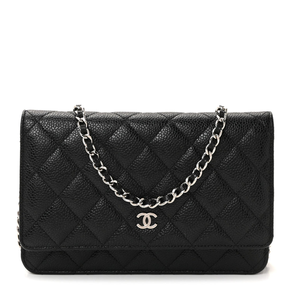Caviar Quilted Wallet on Chain WOC Black