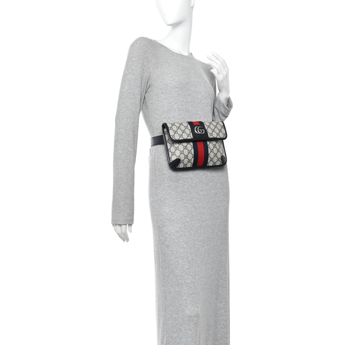 GG Supreme Monogram Web Small Ophidia Belt Bag  90 36 Beige Navy