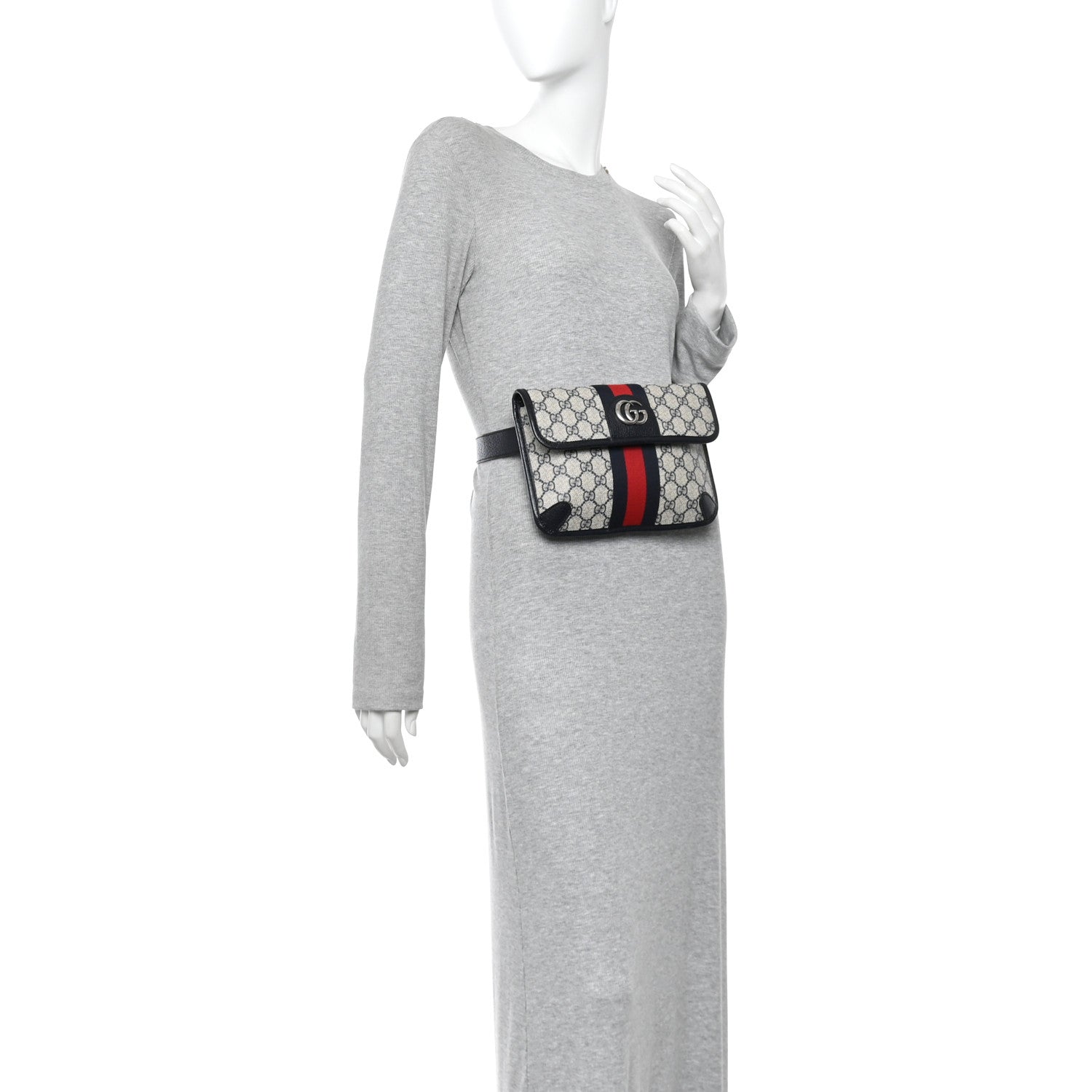 GG Supreme Monogram Web Small Ophidia Belt Bag  90 36 Beige Navy