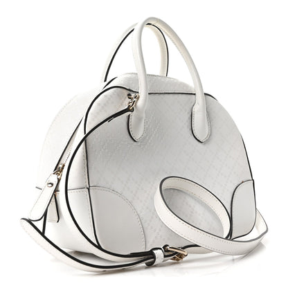 Calfskin Diamante Small Top Handle Bag White