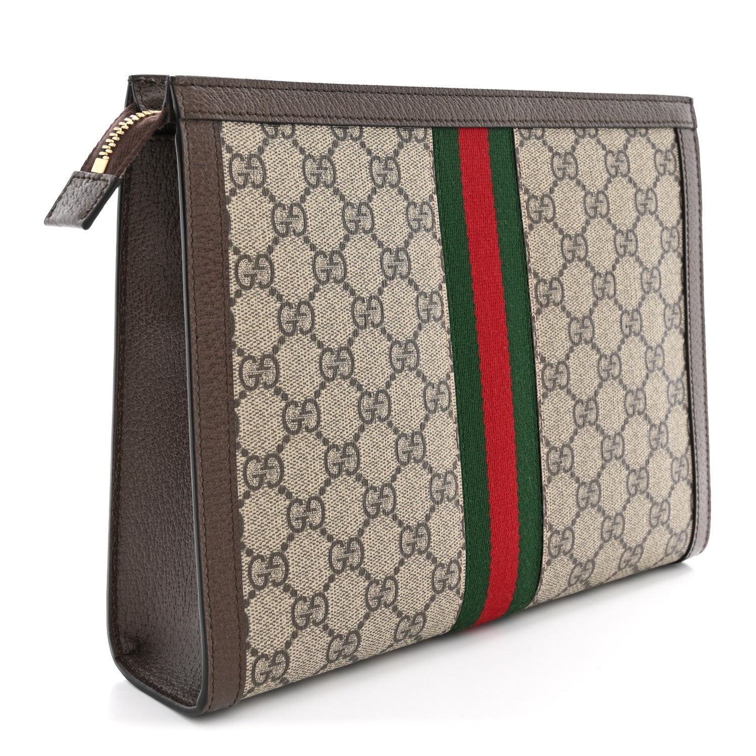 GG Supreme Monogram Web Ophidia Pouch Brown
