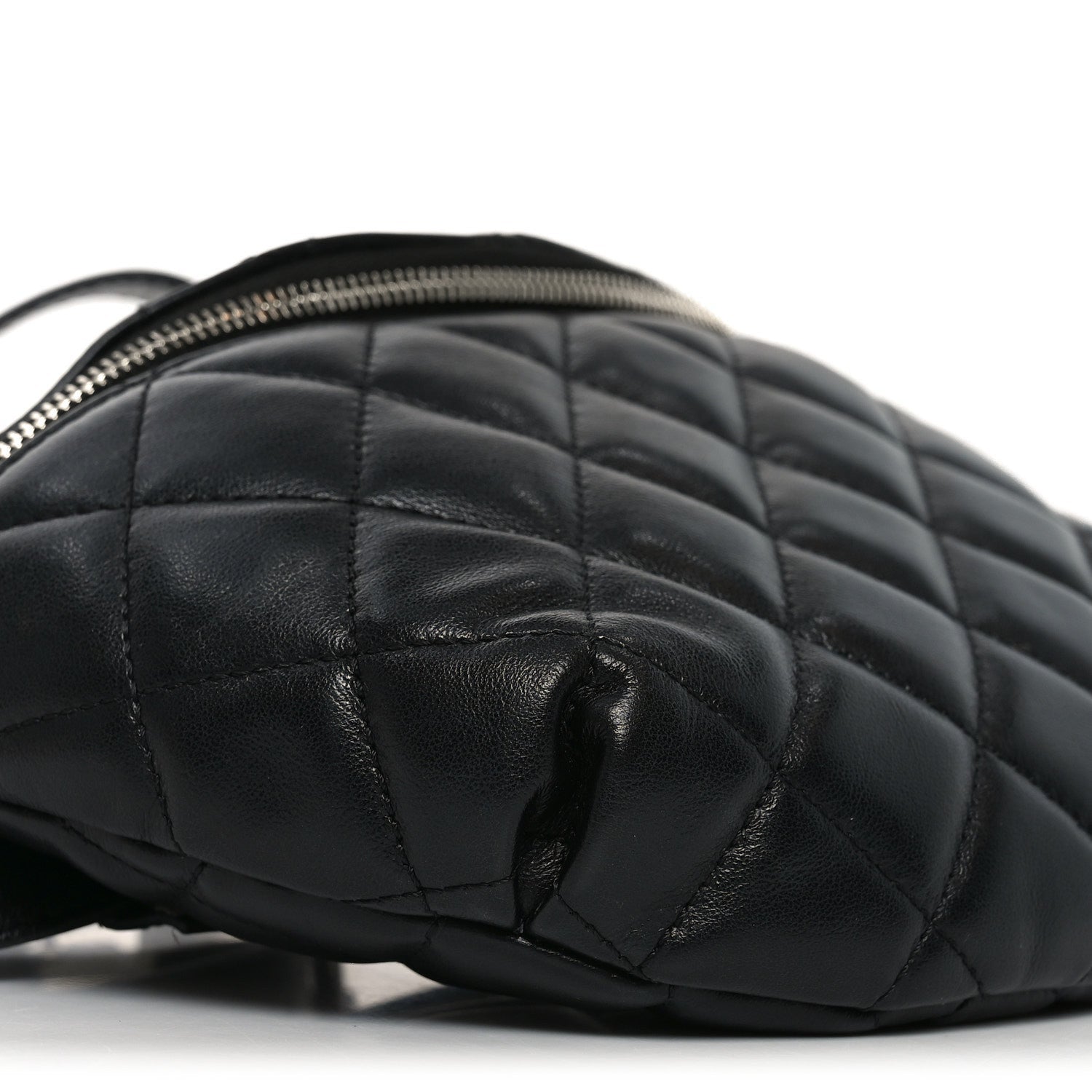 Calfskin Quilted Waist Belt Bag Black