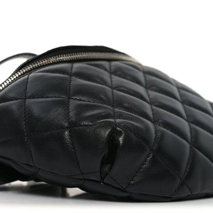 Calfskin Quilted Waist Belt Bag Black