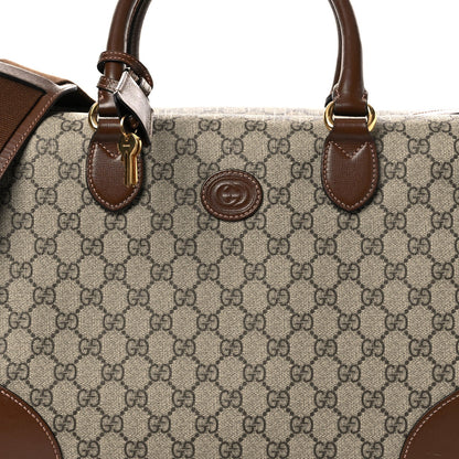 GG Supreme Monogram Azalea Calfskin Retro Interlocking G Duffle Bag Beige Ebony Brown Sugar