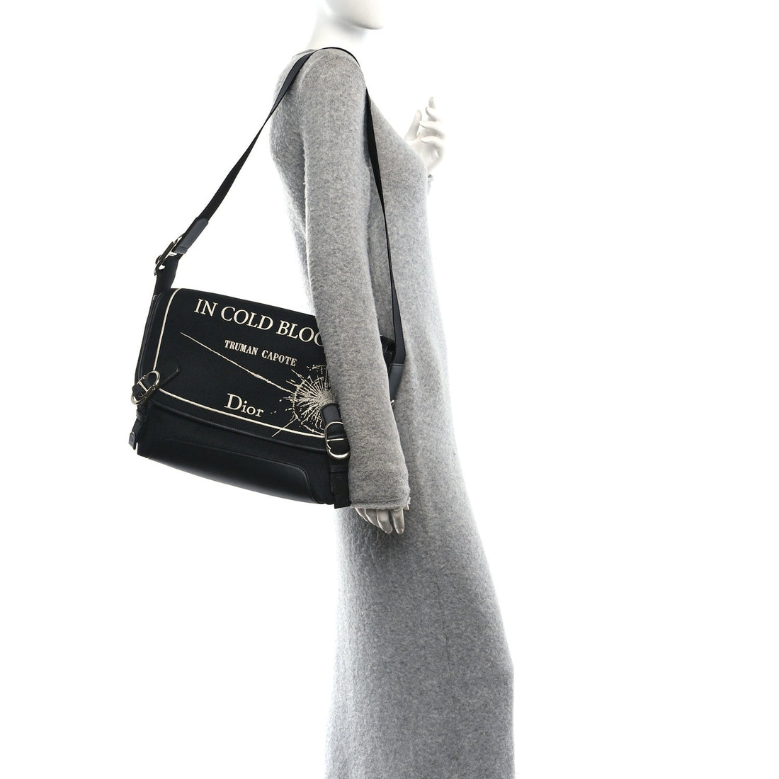Canvas Embroidered Medium Jett Messenger Black White
