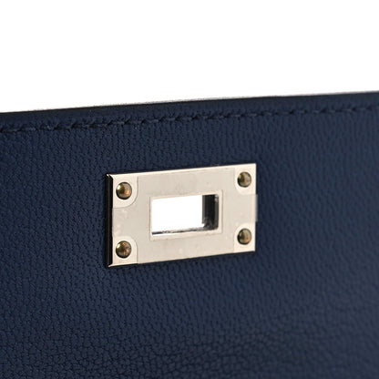 Chevre Chamkila Kelly Pocket Long Wallet Bleu Indigo
