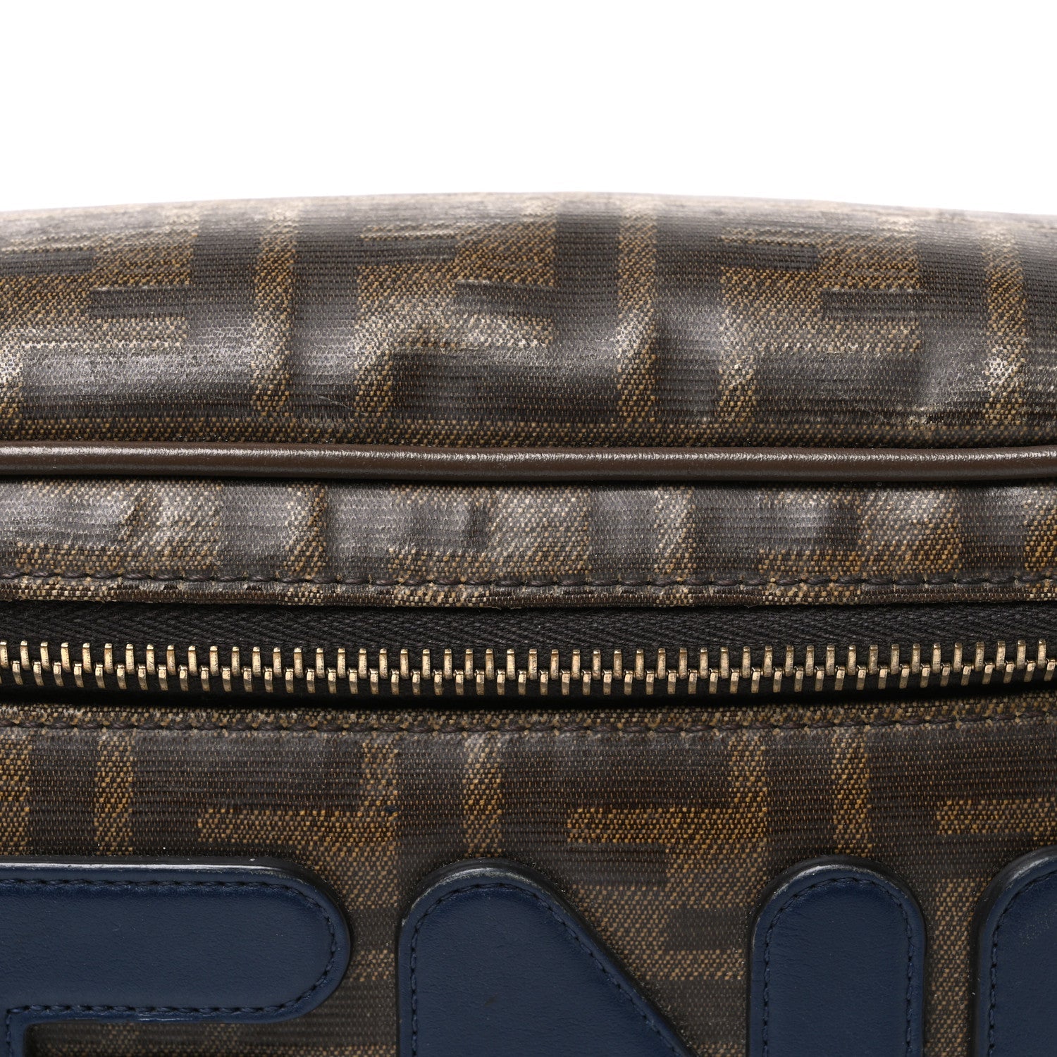 X FILA Glazed Fabric Vitello Century FF 1974 Mania Belt Bag Mogano Panna Blueberry Mogano Panna Blueberry