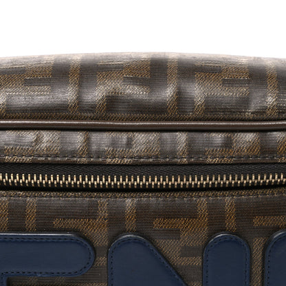 X FILA Glazed Fabric Vitello Century FF 1974 Mania Belt Bag Mogano Panna Blueberry Mogano Panna Blueberry