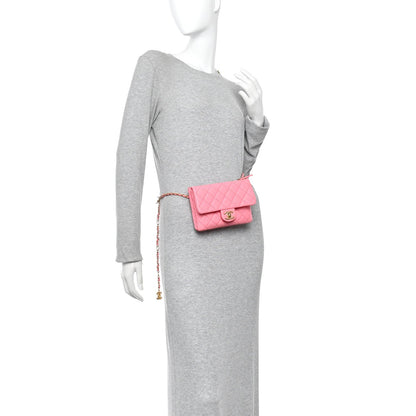 Shiny Caviar Pick Me Up Flap Belt Bag Pink