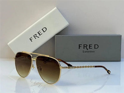 FRED SUNGLASSES 40051U GOLD 24k PLATED FRAME HIGH QUALITY WITH LENS  ✨