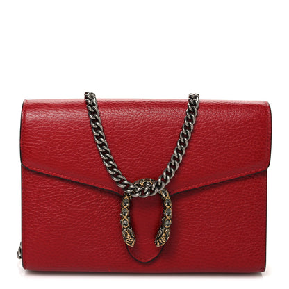 Calfskin Mini Dionysus Chain Wallet Hibiscus Red