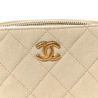 Caviar Quilted Flap Waist Bag White