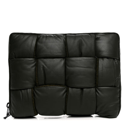 Calfskin Maxi Intrecciato Puffy Laptop Pouch Camping