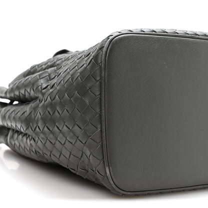 Nappa Intrecciato Drawstring Bucket Bag Grey