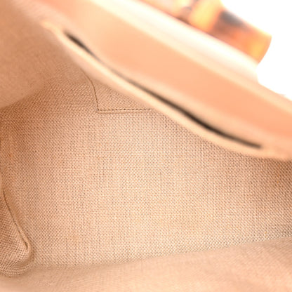 Shangai Calfskin Blooms Print Small Bamboo Daily Top Handle Bag Pink Apricot Multicolor